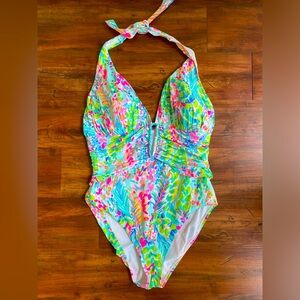 Lilly Pulitzer Lanai halter one piece, size 14, NWOT